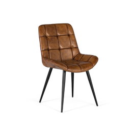 GINER Y COLOMER Chaise de salle à manger en cuir naturel marron